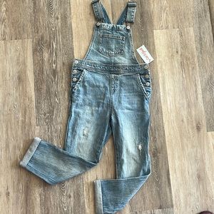 NWT Cat & Jack girls 6/6x full length overalls light denim wash